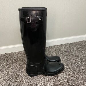 Hunter Original Tall Gloss Black Rubber Rain Boot Women’s 8